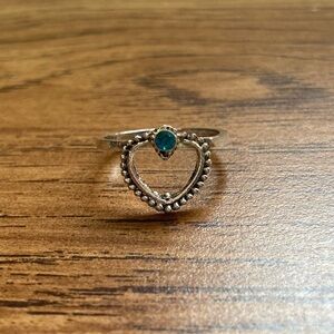 🌺3/$10 Bundle Only NIB CHARMING CHARLIE Silver Heart Ring with Teal Stone